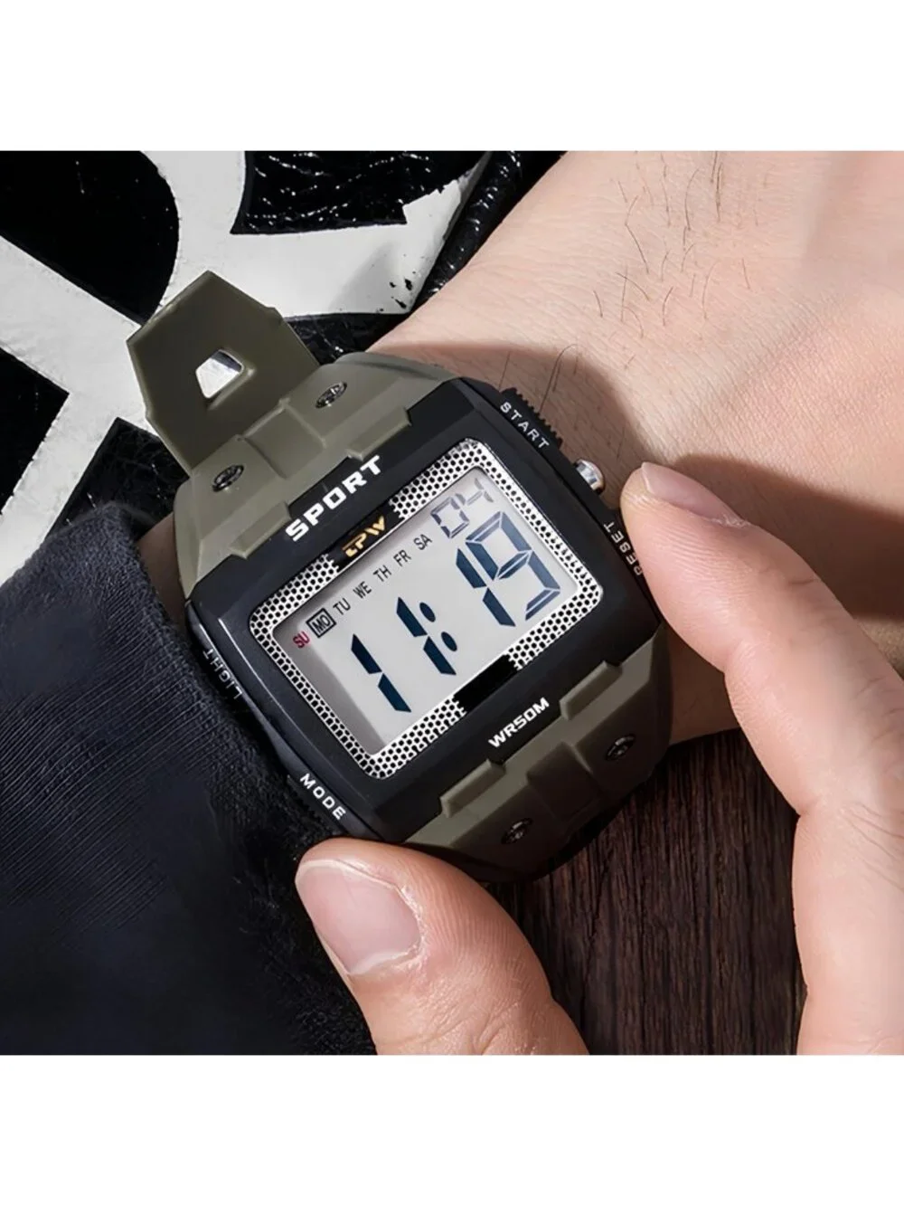 Men's Digital Military Watch - 5ATM Water Resistant, Easy-to-Read Display, Alarm
